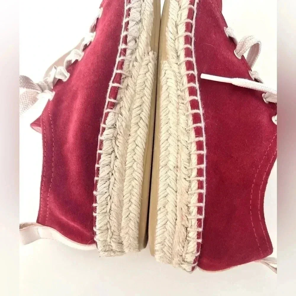 Maypol‎ Handmade in Spain Crimson Red Soft Suede Lace Up Espadrille Size 36